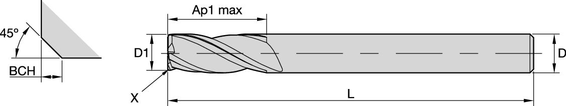 GP SC End Mill 3FL 4x6x5x54