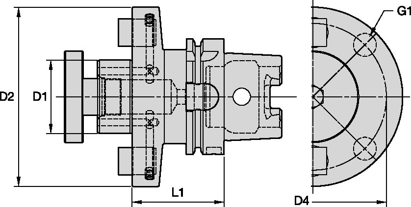 HSK80A SHELL MILL ADAPTER WITH THROUGH C