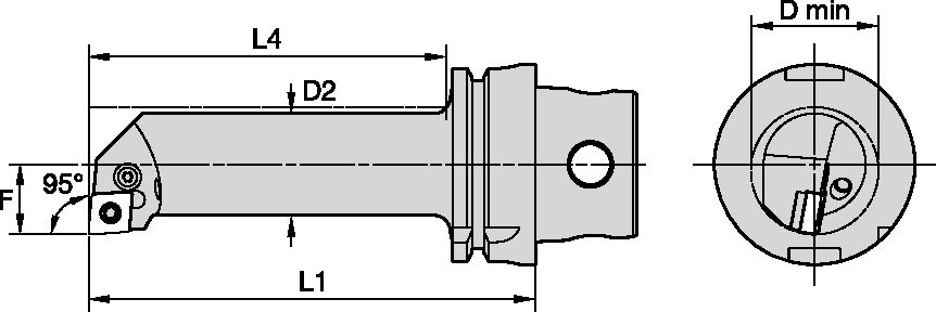 KM4X63 BOR. BAR 95° PCLN Ø25MM (L)