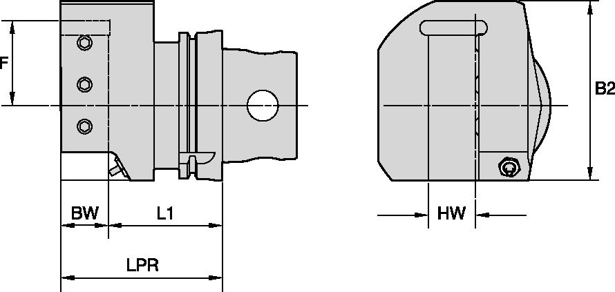 KM4X100 SQ SHANK LH RADIAL MOUNT 1-1/4"