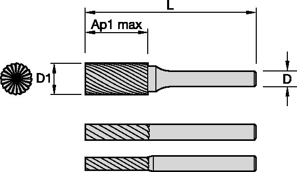 SB Burrs - Cylindrical Shape with End Cut