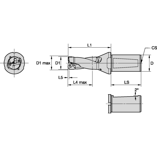 INDEXABLE DRILL DFSP RH DIA=2