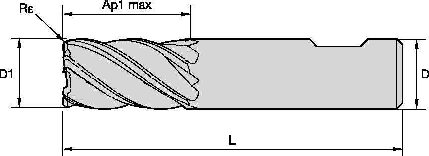 ENDMILL 5777 25x25x45x121 RAD 0,75