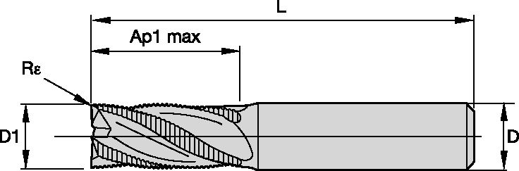 ENDMILL DQ13 RUF 12x12x22x83 R0.45