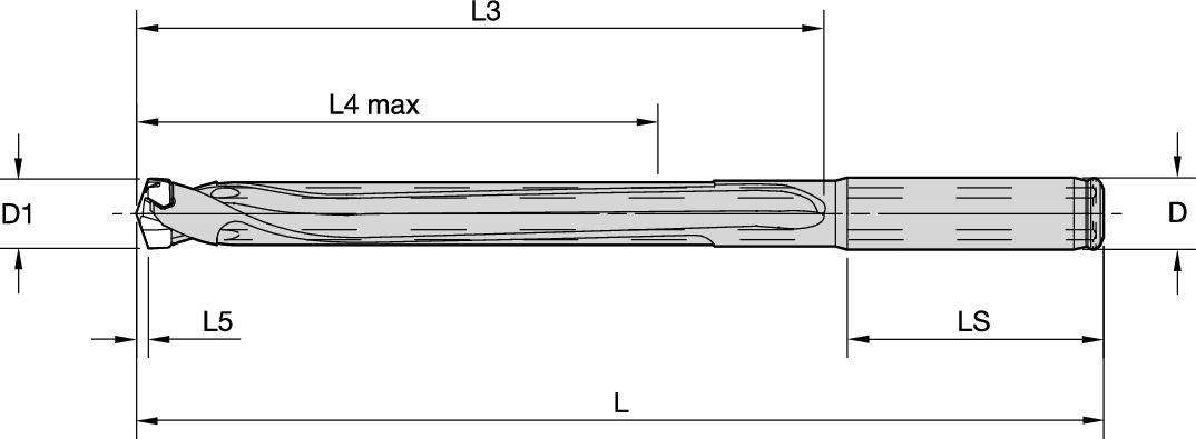 TDM1 Drill Body Inch SS 8xD D=0.433